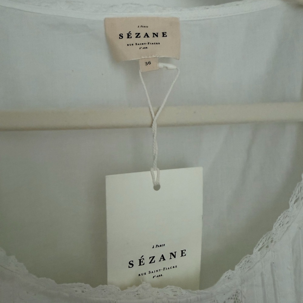 New Sezane lace mother of pearl long sleeve shirt - Picture 2 of 2